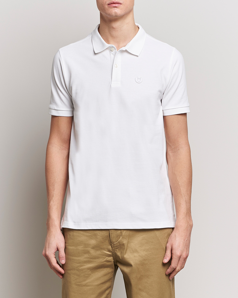 Herren | Poloshirts | KnowledgeCotton Apparel | Toke Badge Polo Bright White