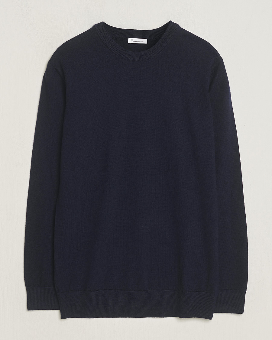 Herren | Pullover | KnowledgeCotton Apparel | Regular Merino Knit Crew Neck Total Eclipse