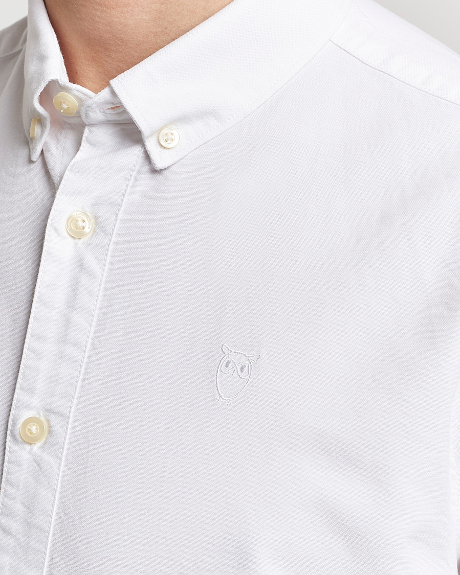 Herren | Hemden | KnowledgeCotton Apparel | Harald Small Owl Regular Oxford Shirt Bright White