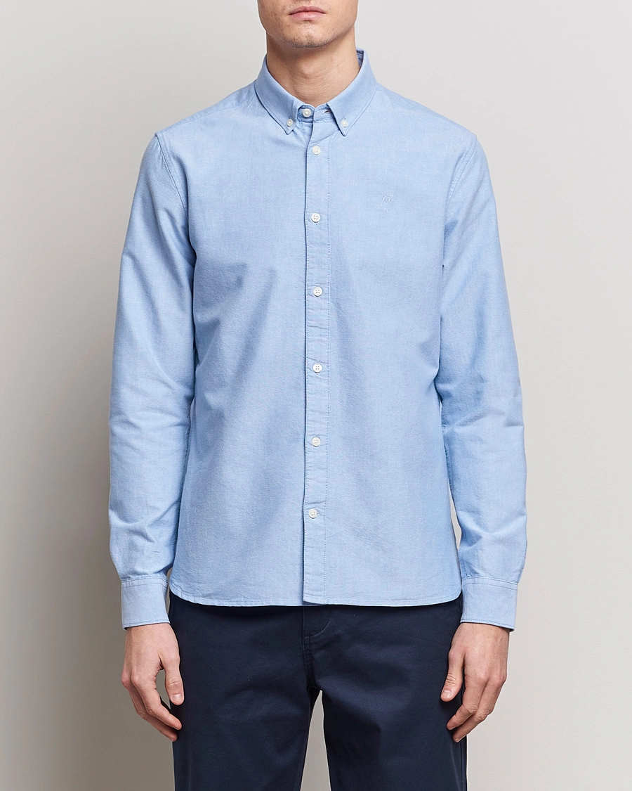 Men |  | KnowledgeCotton Apparel | Harald Small Owl Regular Oxford Shirt Lapis Blue