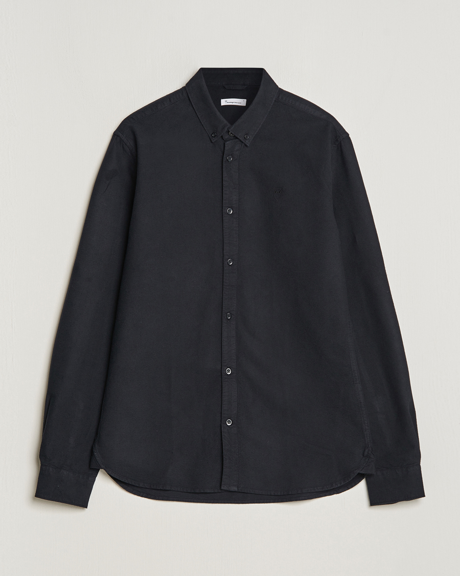 Herren | Hemden | KnowledgeCotton Apparel | Harald Small Owl Regular Oxford Shirt Jet Black