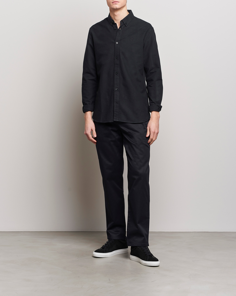 Herren | Hemden | KnowledgeCotton Apparel | Harald Small Owl Regular Oxford Shirt Jet Black