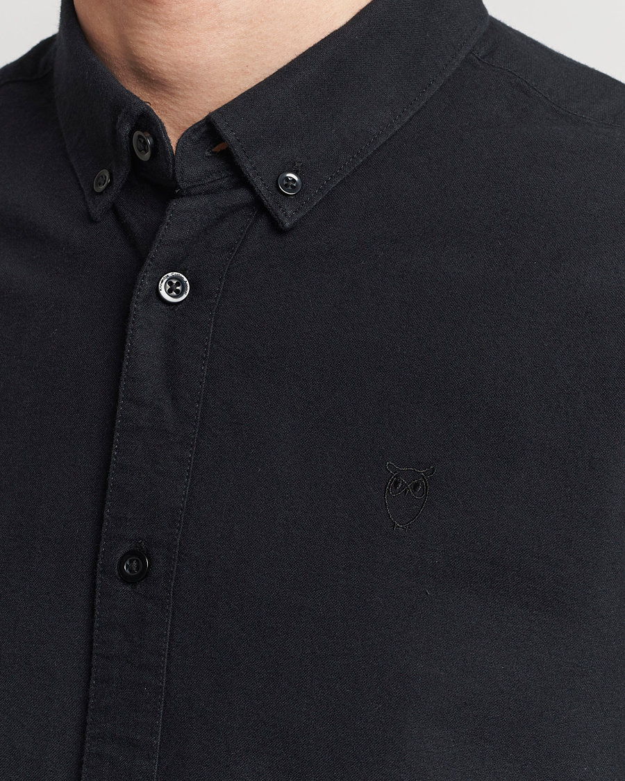 Herren | Hemden | KnowledgeCotton Apparel | Harald Small Owl Regular Oxford Shirt Jet Black