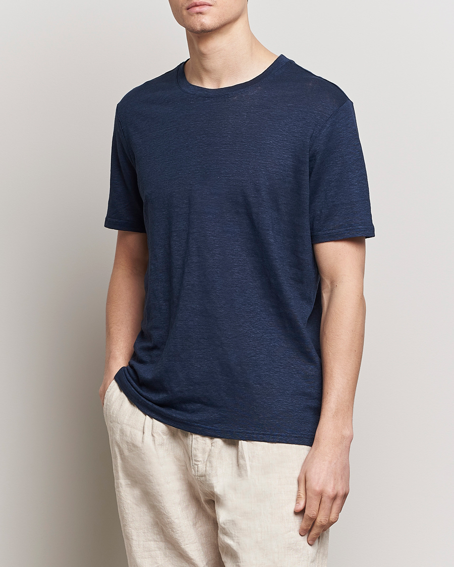 Herren | Neu im Onlineshop | KnowledgeCotton Apparel | Organic Linen T-Shirt Total Eclipse