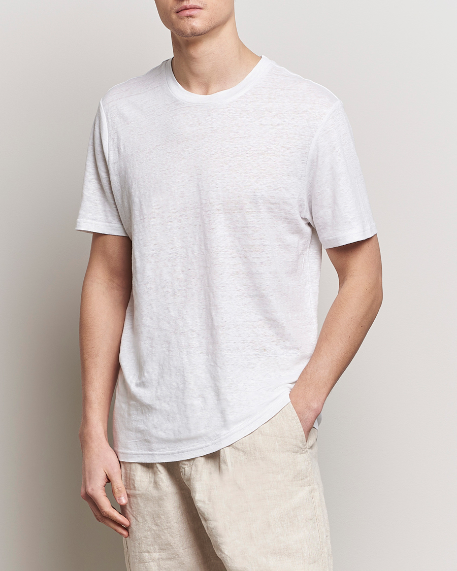 Herr | KnowledgeCotton Apparel | KnowledgeCotton Apparel | Organic Linen T-Shirt Bright White