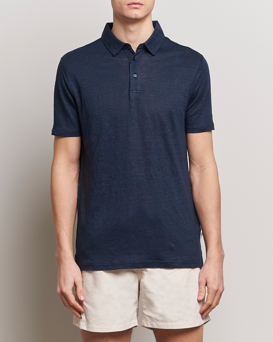 Herren | Poloshirts | KnowledgeCotton Apparel | Regular Linen Polo Total Eclipse