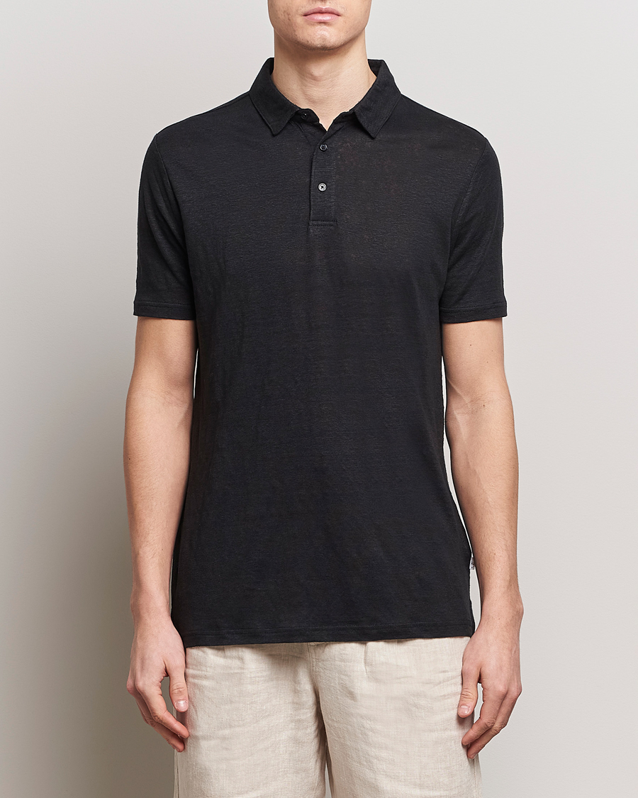 Herren | Kleidung | KnowledgeCotton Apparel | Regular Linen Polo Jet Black