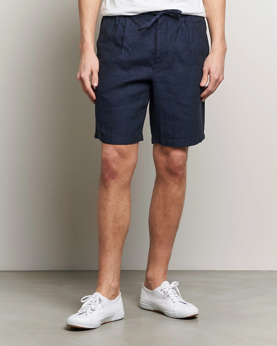 Herr | Shorts | KnowledgeCotton Apparel | Loose Linen Shorts Total Eclipse