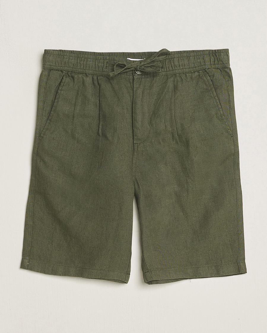 Herren | Shorts | KnowledgeCotton Apparel | Loose Linen Shorts Burnt Olive