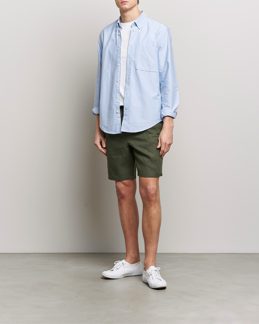 Herren | Shorts | KnowledgeCotton Apparel | Loose Linen Shorts Burnt Olive
