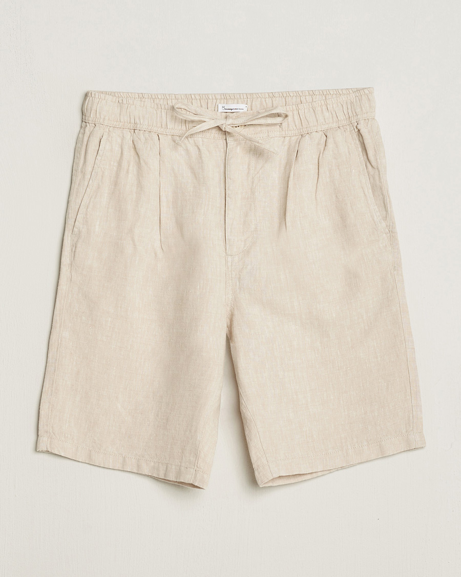 Herren | Shorts | KnowledgeCotton Apparel | Loose Linen Shorts Light Feather Grey