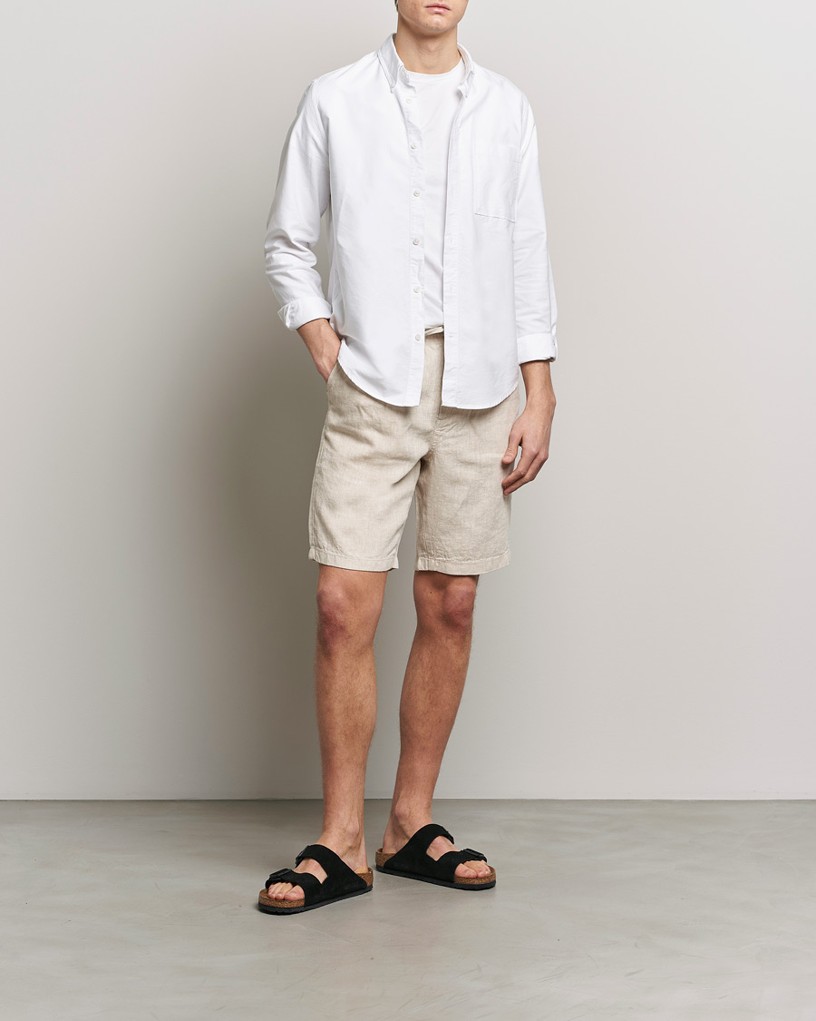 Herren | Shorts | KnowledgeCotton Apparel | Loose Linen Shorts Light Feather Grey
