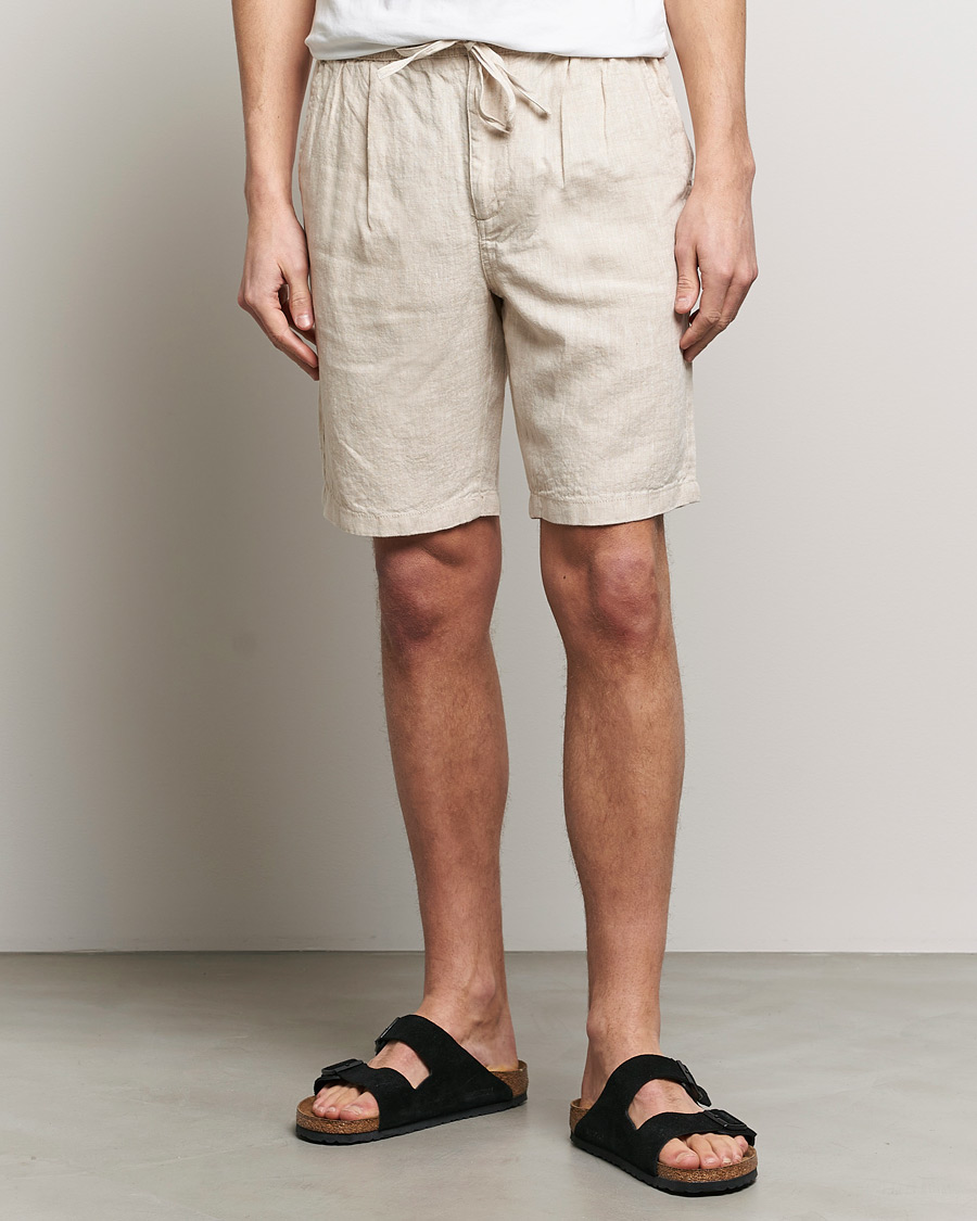 Herren | The Linen Lifestyle | KnowledgeCotton Apparel | Loose Linen Shorts Light Feather Gray