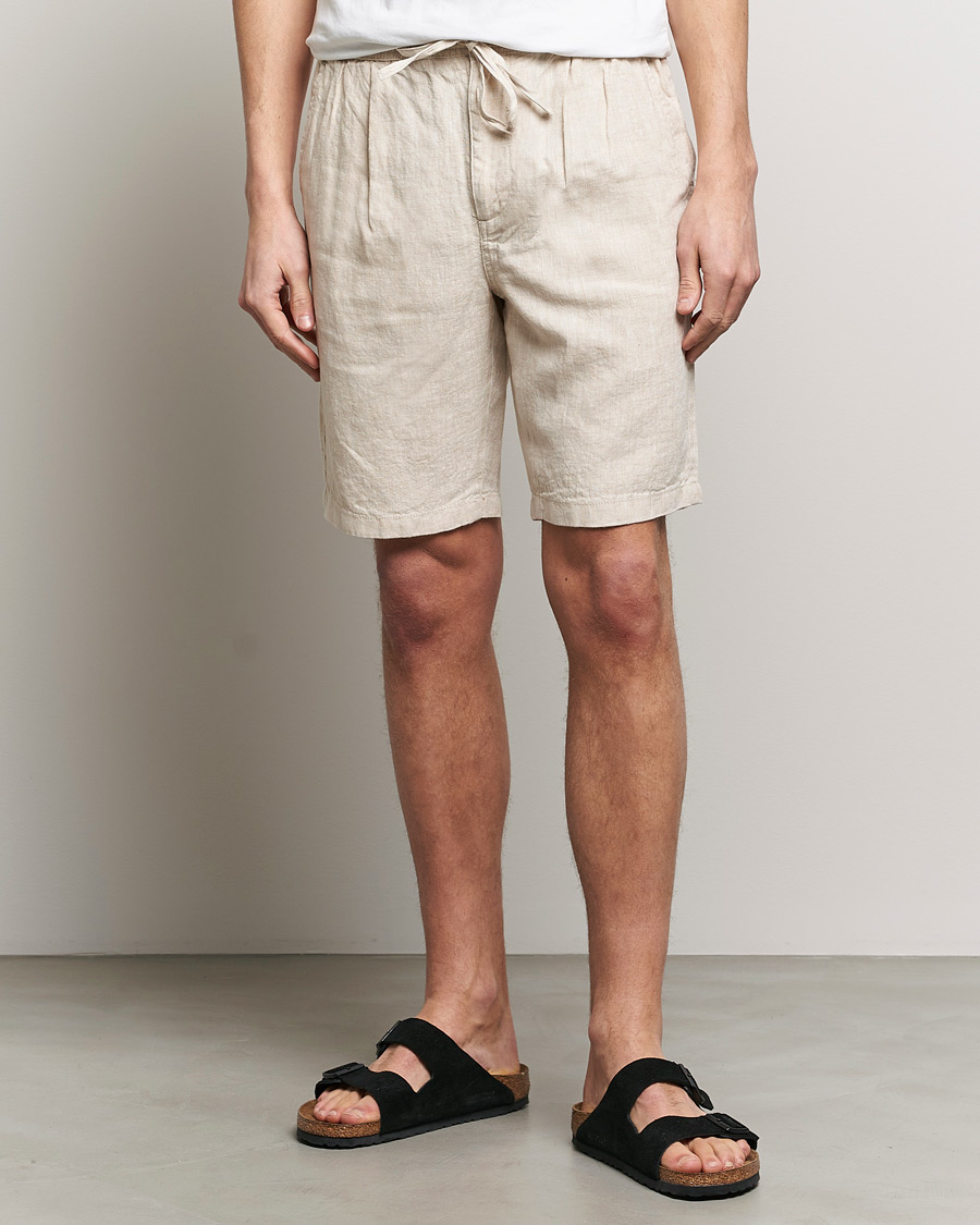 Herren | Shorts | KnowledgeCotton Apparel | Loose Linen Shorts Light Feather Grey