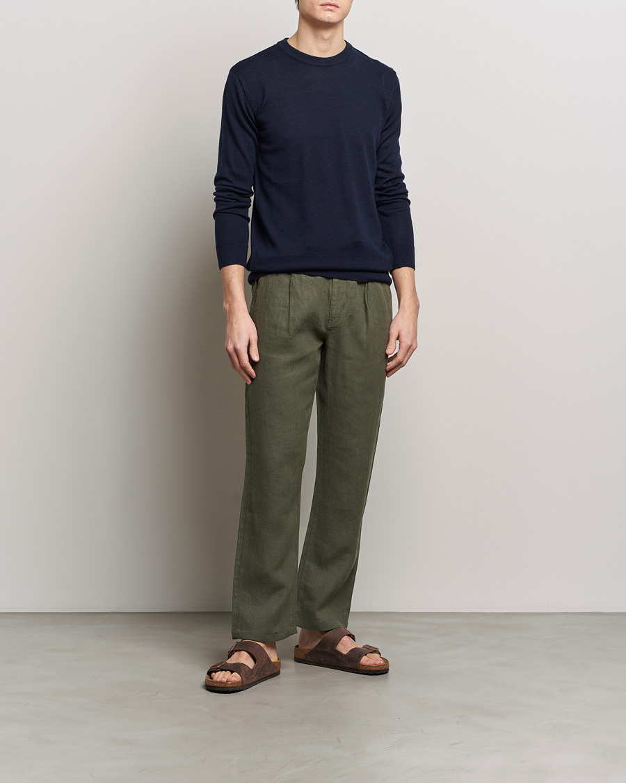 Herren | Hosen | KnowledgeCotton Apparel | Loose Linen Pants Burnt Olive