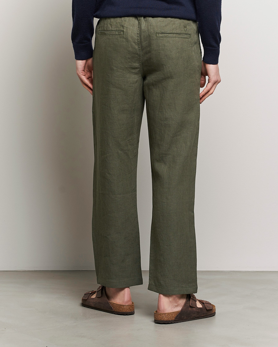Herren | Hosen | KnowledgeCotton Apparel | Loose Linen Pants Burnt Olive