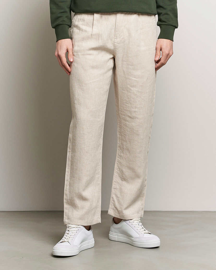 Herren | Hosen | KnowledgeCotton Apparel | Loose Linen Pants Light Feather Grey