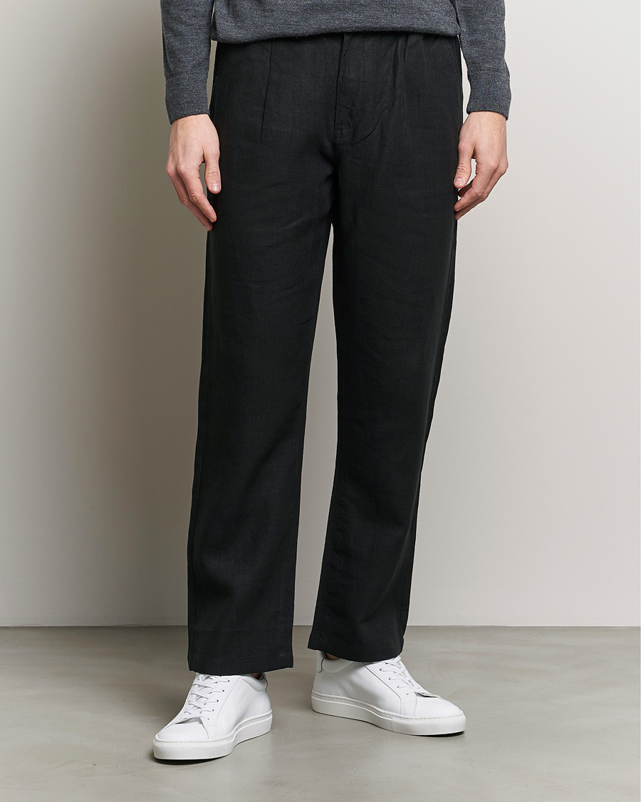 Herren | Contemporary Creators | KnowledgeCotton Apparel | Loose Linen Pants Jet Black