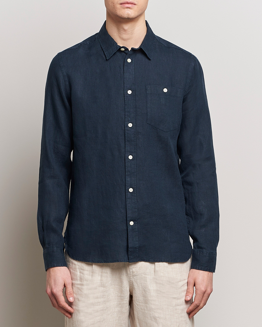 Herren | Hemden | KnowledgeCotton Apparel | Regular Linen Shirt Total Eclipse