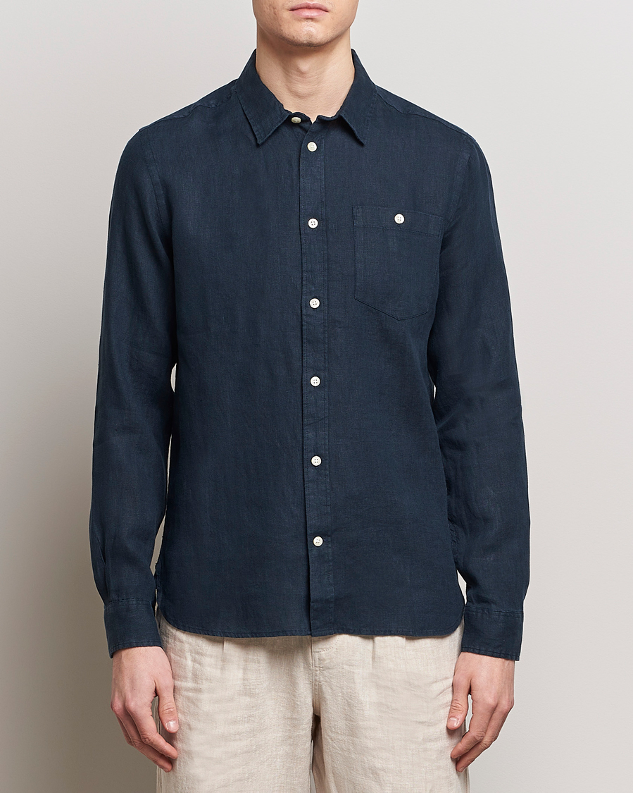 Herren | Leinenhemden | KnowledgeCotton Apparel | Regular Linen Shirt Total Eclipse