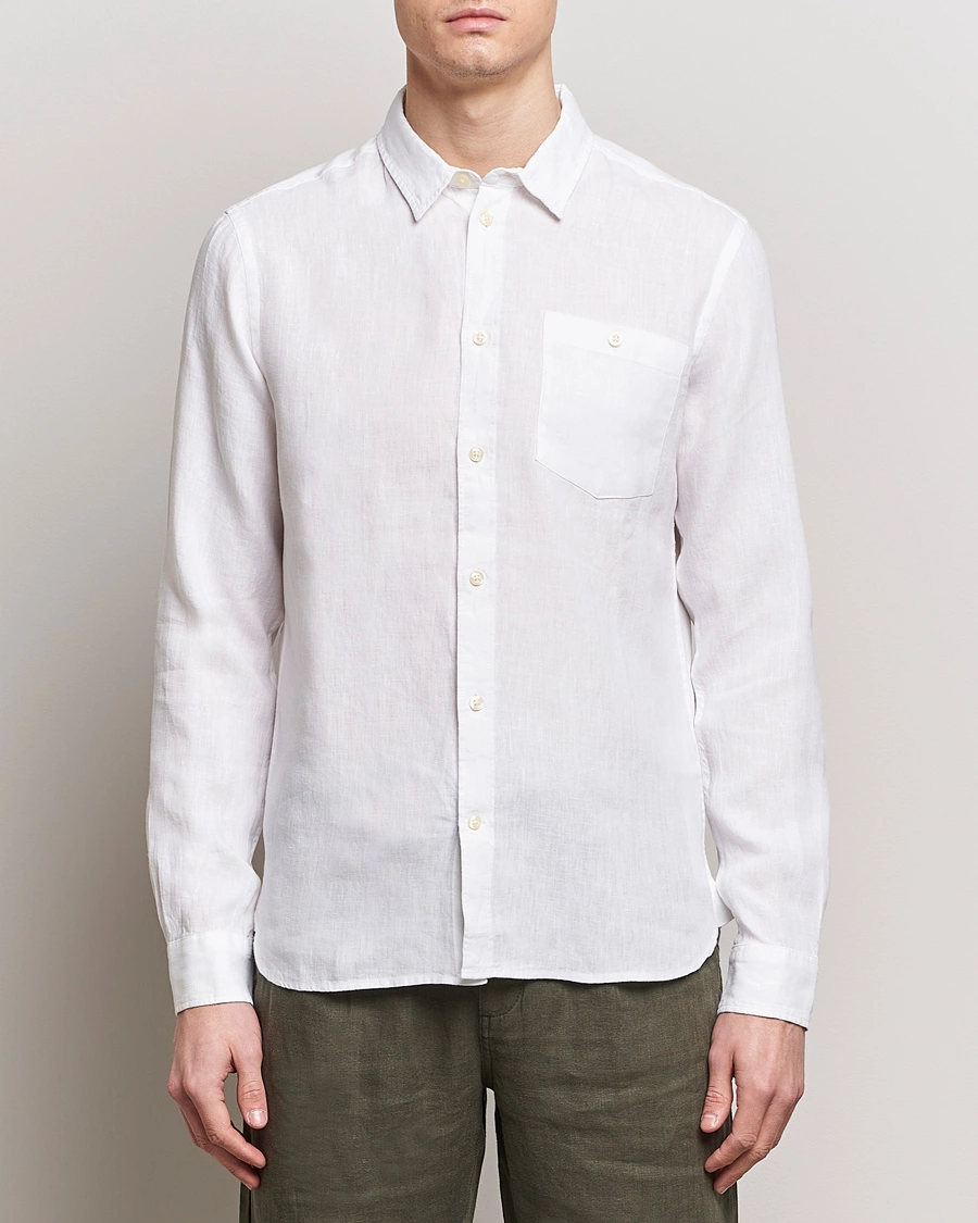 Men | KnowledgeCotton Apparel | KnowledgeCotton Apparel | Regular Linen Shirt Bright White