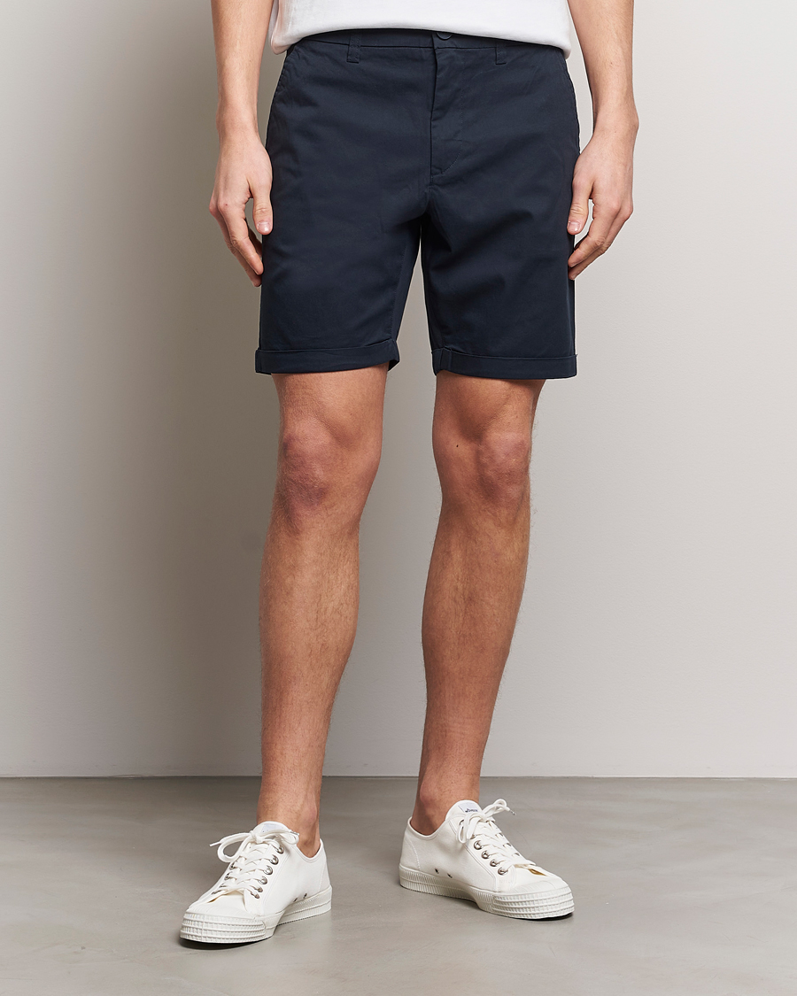 Men | Chino Shorts | KnowledgeCotton Apparel | Regular Chino Poplin Shorts Total Eclipse