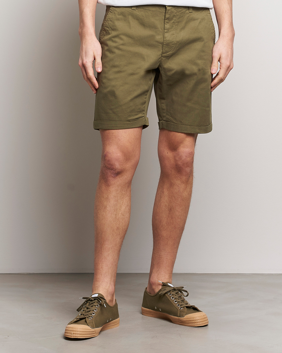 Men | Chino Shorts | KnowledgeCotton Apparel | Regular Chino Poplin Shorts Burned Olive