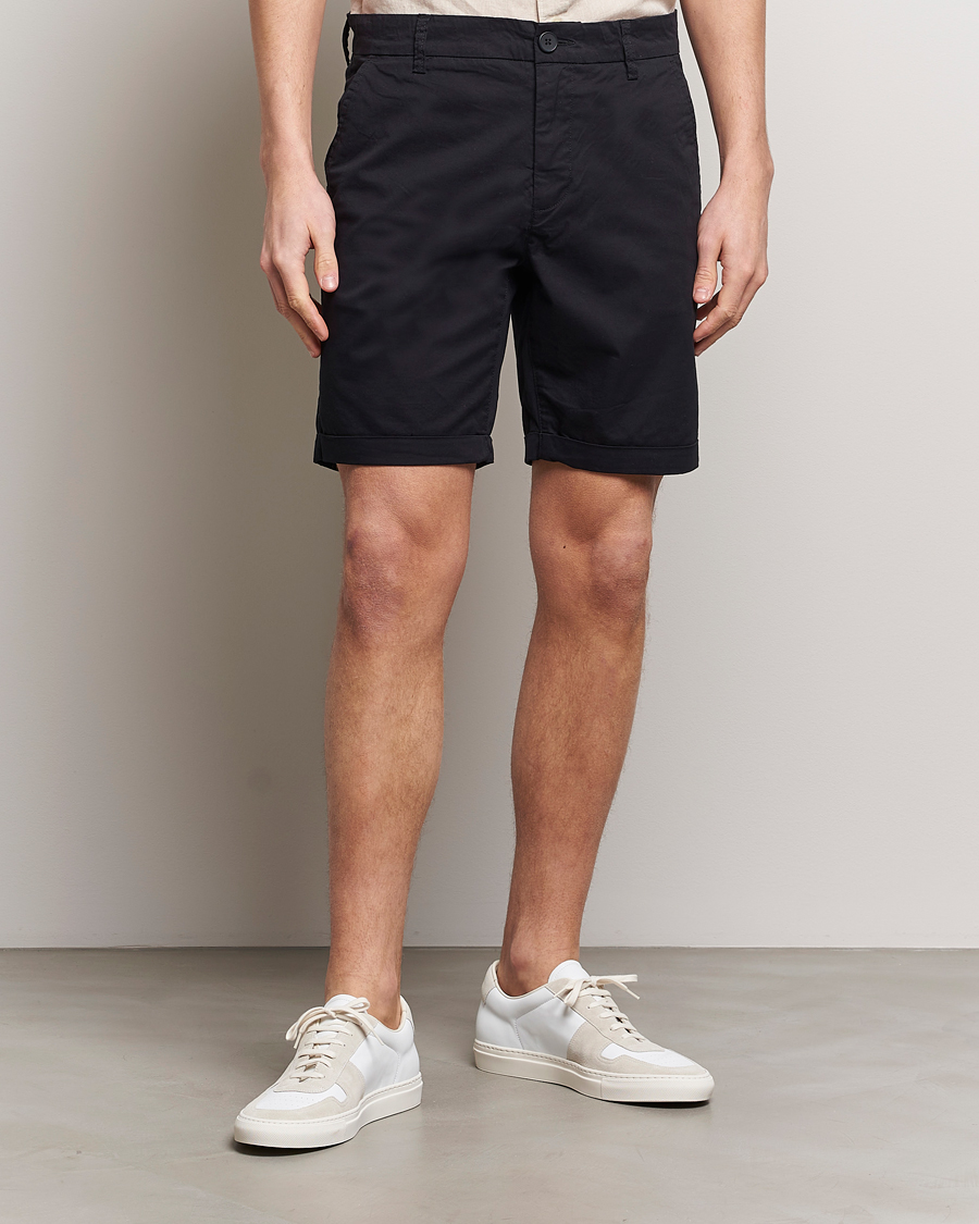Herren | Shorts | KnowledgeCotton Apparel | Regular Chino Poplin Shorts Jet Black