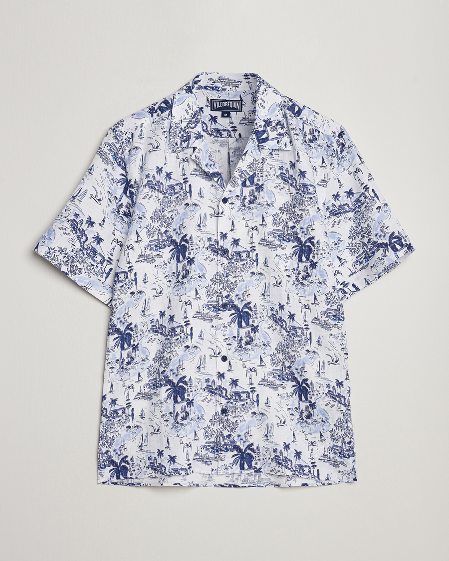 Herren | Hemden | Vilebrequin | Charli Riviera Linen Short Sleeve Shirt Encre