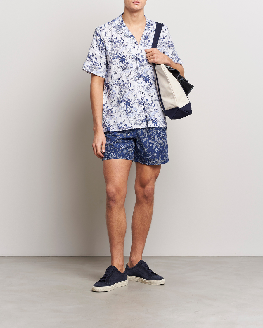 Herren | Hemden | Vilebrequin | Charli Riviera Linen Short Sleeve Shirt Encre