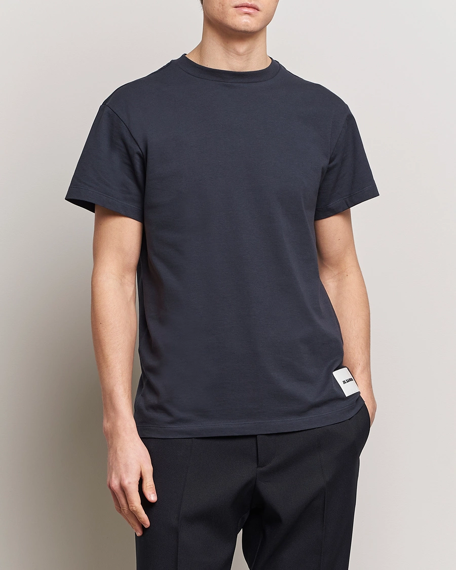 Herren | T-Shirts | Jil Sander | 3-Pack Bottom Logo T-Shirts White/Navy/Black