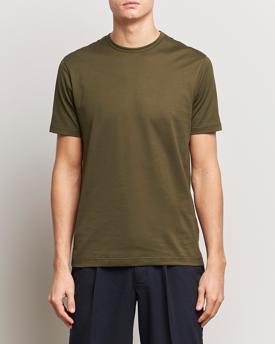 Herren | Kleidung | Sunspel | Crew Neck Cotton Tee Dark Olive