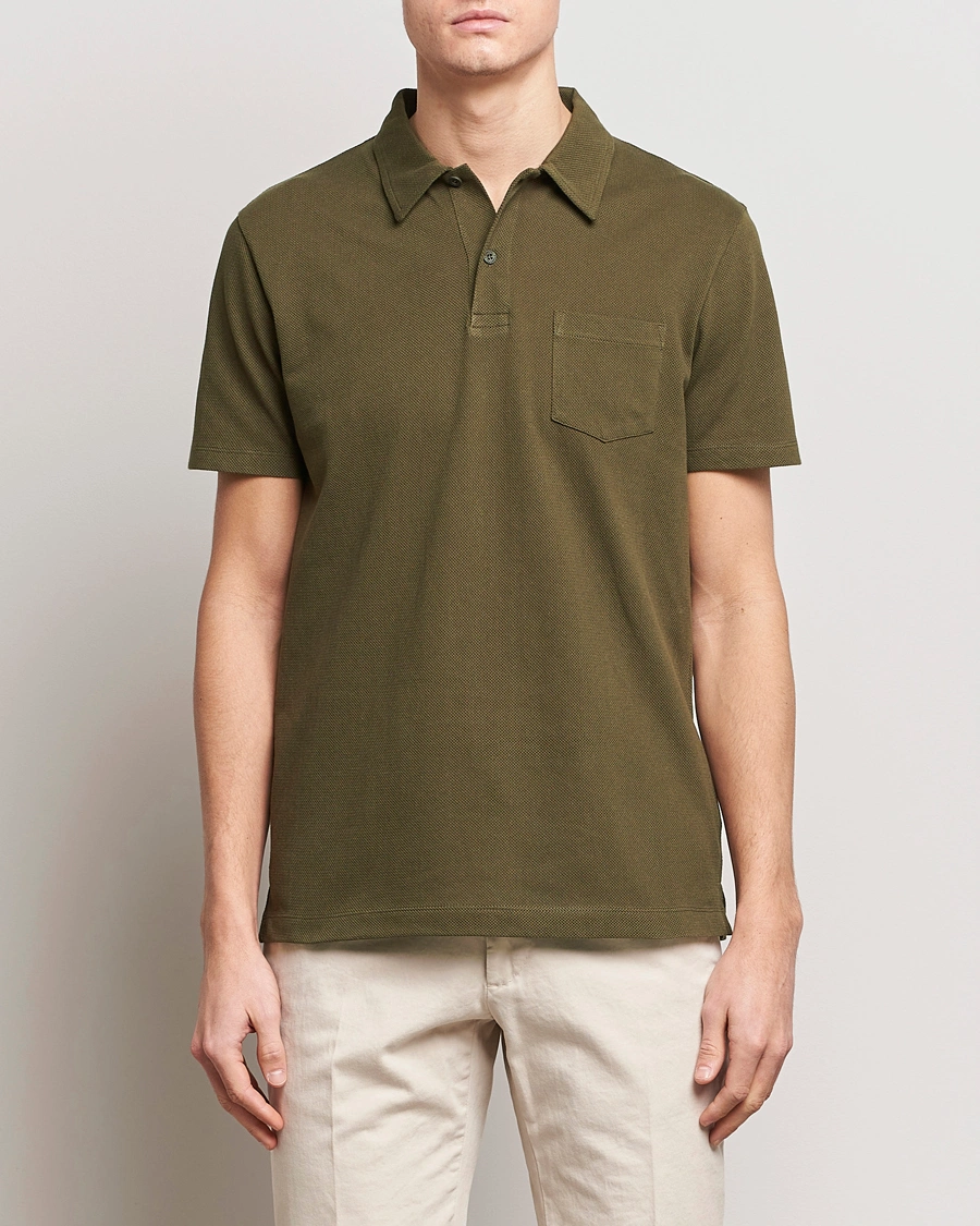 Herren | Poloshirt | Sunspel | Riviera Polo Shirt Dark Olive