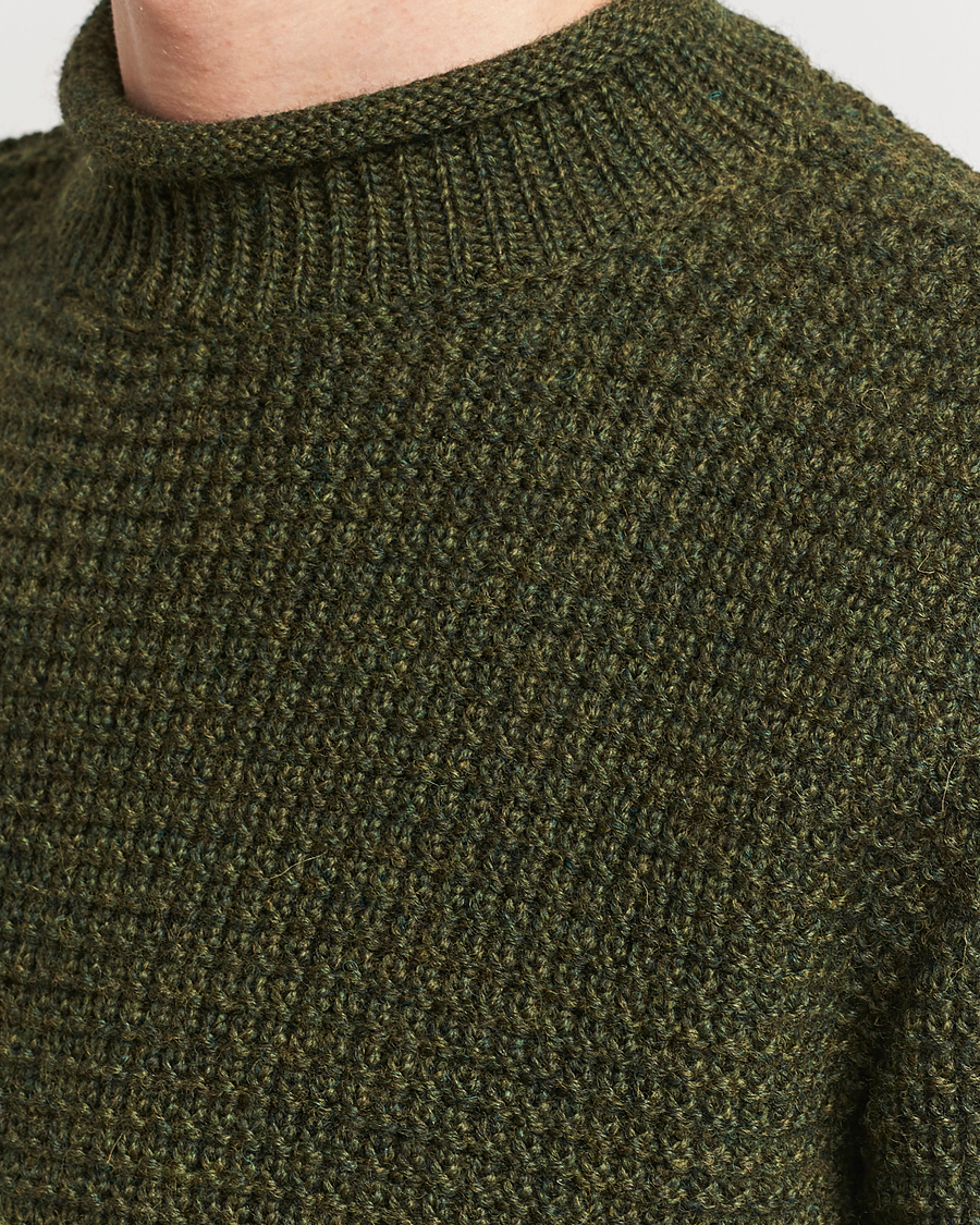 Herren | Pullover | Sunspel | Fisherman Merino Wool Jumper Dark Olive
