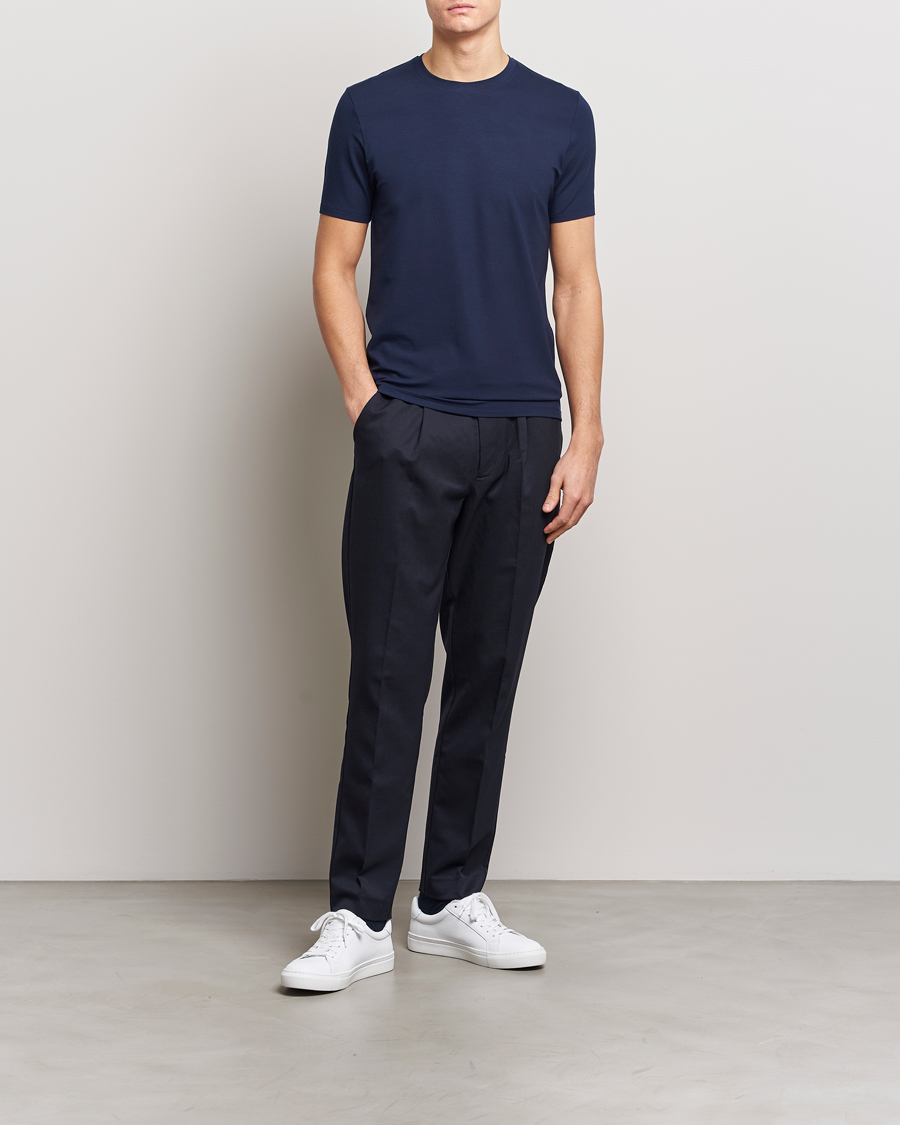 Herren | T-Shirts | Zimmerli of Switzerland | Pureness Modal Crew Neck T-Shirt Navy