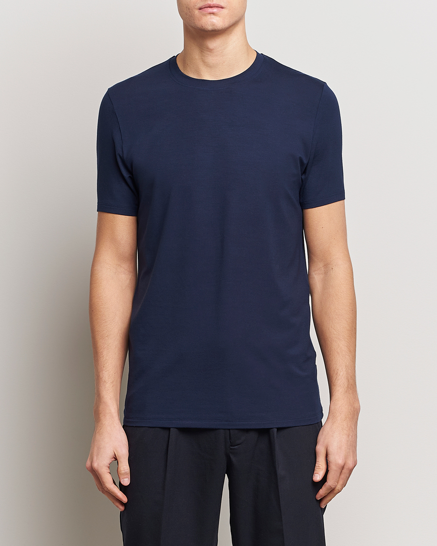 Herr | Zimmerli of Switzerland | Zimmerli of Switzerland | Pureness Modal Crew Neck T-Shirt Navy