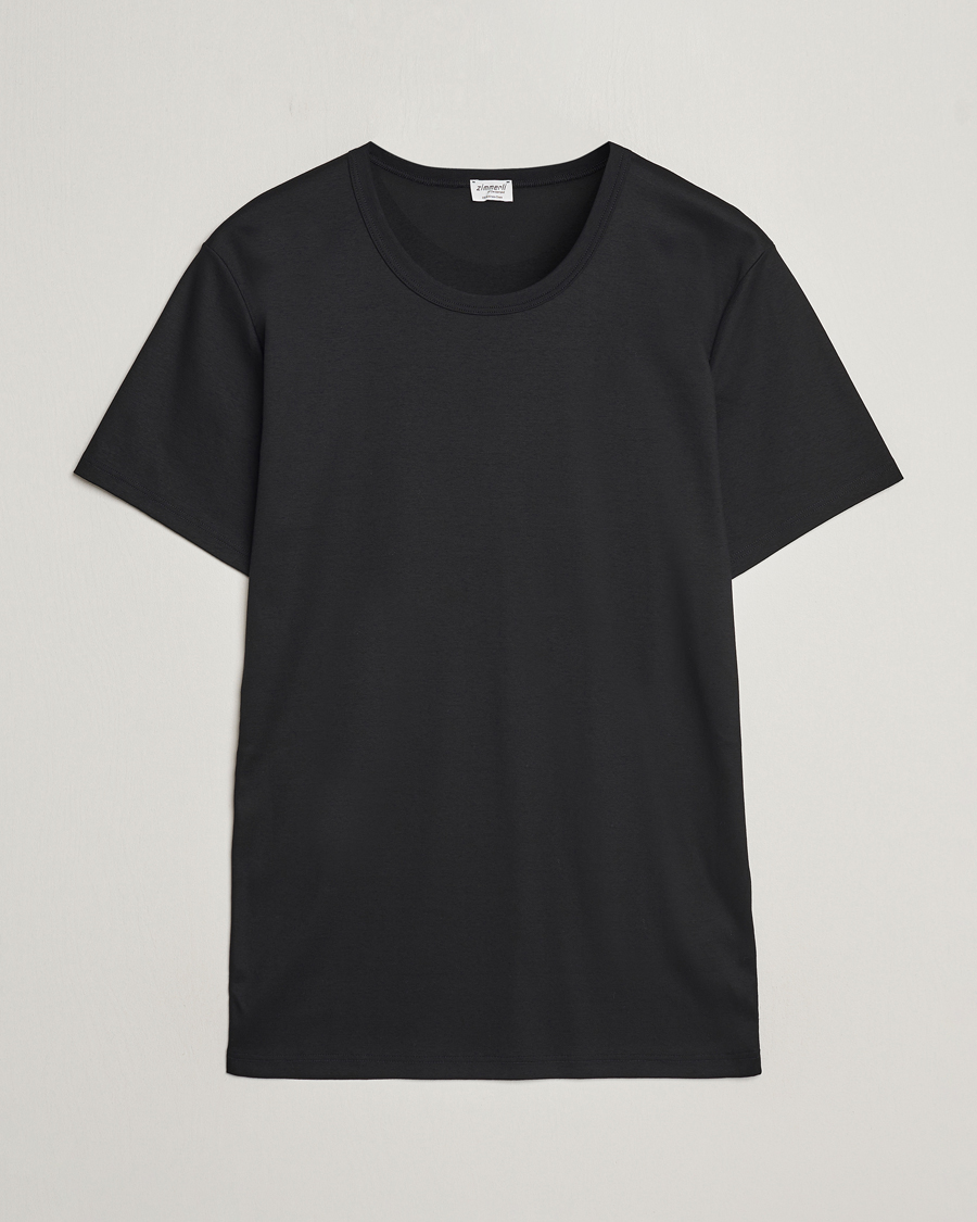 Herren | T-Shirts | Zimmerli of Switzerland | Mercerized Cotton Crew Neck T-Shirt Black