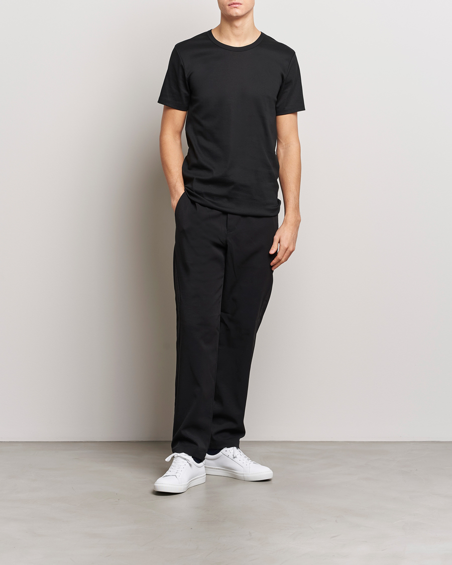 Herren | T-Shirts | Zimmerli of Switzerland | Mercerized Cotton Crew Neck T-Shirt Black