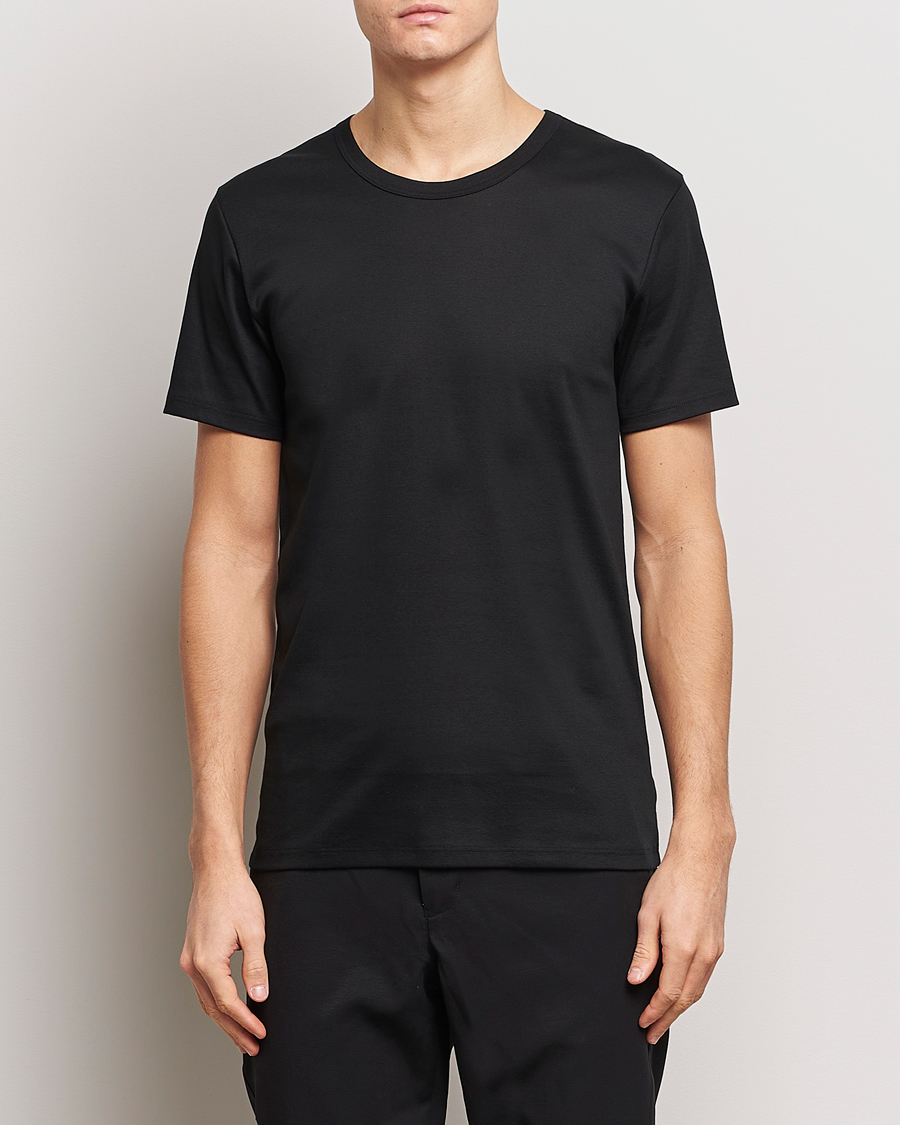 Herren | T-Shirts | Zimmerli of Switzerland | Mercerized Cotton Crew Neck T-Shirt Black