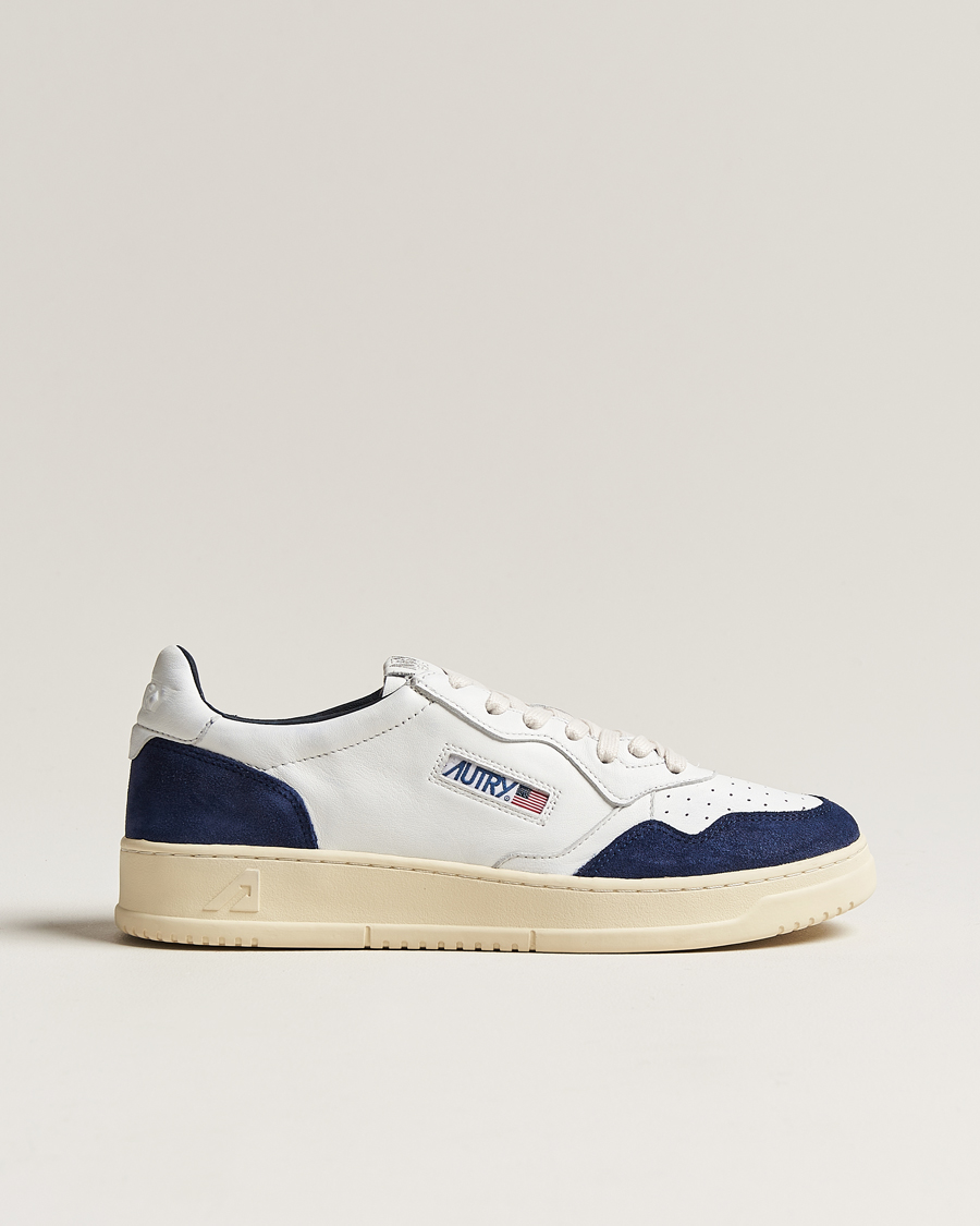 Herren | Autry Medalist Low Goat/Suede Sneaker White/Navy | Autry | Medalist Low Goat/Suede Sneaker White/Navy