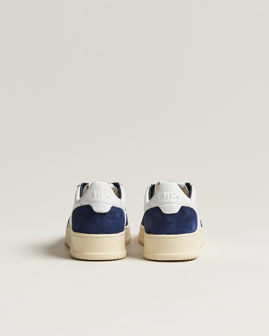Herren | Autry Medalist Low Goat/Suede Sneaker White/Navy | Autry | Medalist Low Goat/Suede Sneaker White/Navy