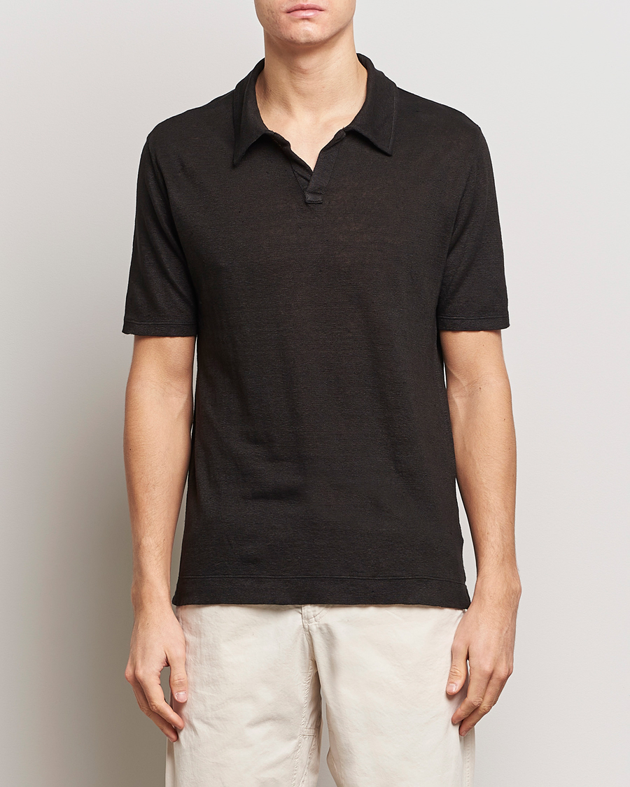 Herren | Kleidung | Massimo Alba | Aruba Linen Polo Washed Black