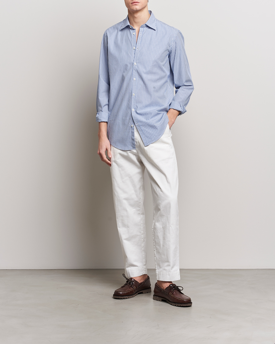 Herren | Hemden | Massimo Alba | Genova Striped Cotton Shirt Blue Stripes