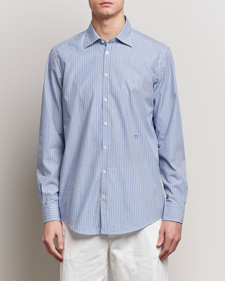 Herren | Contemporary Creators | Massimo Alba | Genova Striped Cotton Shirt Blue Stripes