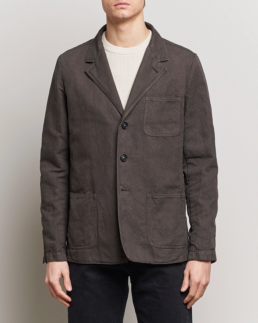 Herren |  | Massimo Alba | Baglietto Washed Cotton Work Jacket Dark Brown