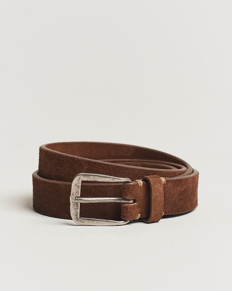 Herren | Massimo Alba Narrow Suede Belt Dark Brown | Massimo Alba | Narrow Suede Belt Dark Brown