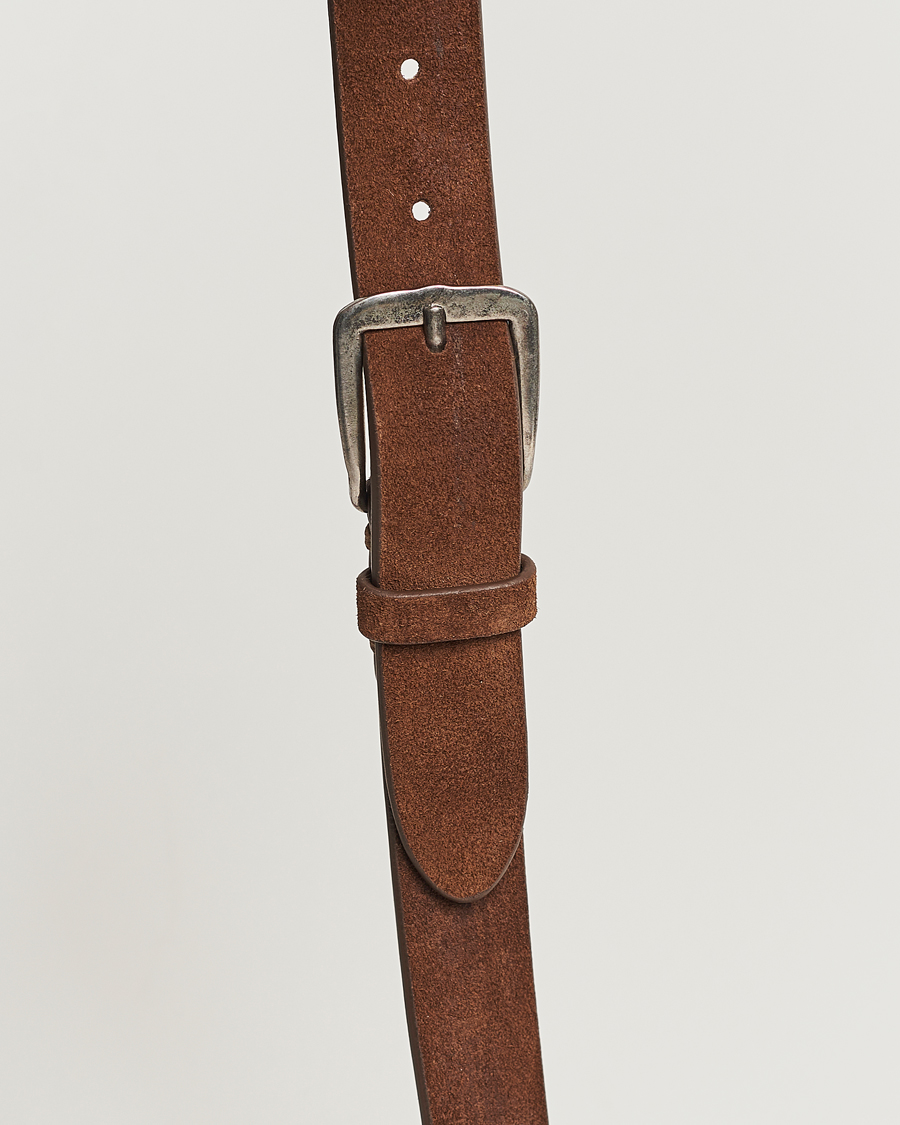 Herren | Massimo Alba Narrow Suede Belt Dark Brown | Massimo Alba | Narrow Suede Belt Dark Brown