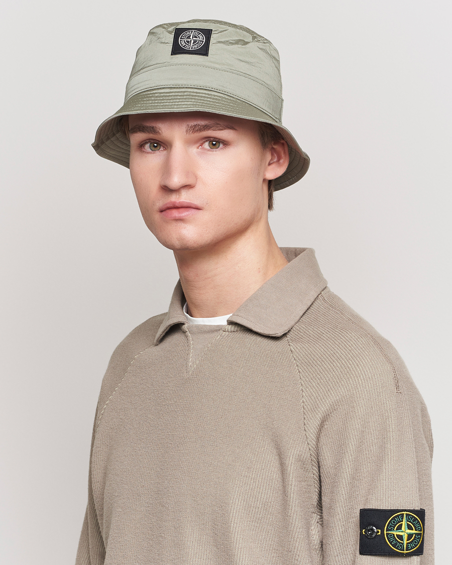 Men | Accessories | Stone Island | Logo Bucket Hat Natural Beige