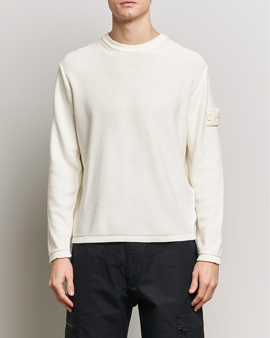 Men |  | Stone Island | Ghost Knitted Cotton/Cashmere Sweater Natural Beige