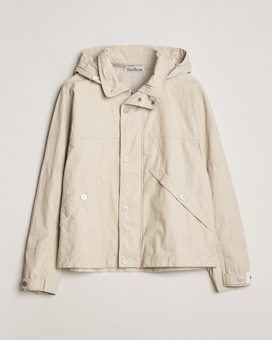 Herren | Jacken | Stone Island | Marina Pleated Linen Hood Jacket Natural Beige